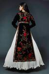 Shop_Rohit Bal_Black Chanderi Silk Lining Cotton Embroidery Thread Anarkali Set  _at_Aza_Fashions