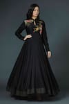 Rohit Bal_Black Chanderi Silk Embroidered Resham Thread Work Anarkali Set  _Online_at_Aza_Fashions