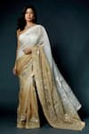 Buy_Rohit Bal_Ivory Blouse Chanderi Silk Ombre Saree With Unstitched Piece  _at_Aza_Fashions