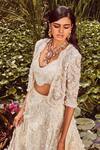 Ridhima Bhasin Ivory Organza Sequin And , Thread, Bugle Embroidered Jacket Lehenga Set Online at Aza Fashions Ridhima Bhasin_Ivory Organza Sequin And , Thread, Bugle Embroidered Jacket Lehenga Set _Online_at_Aza_Fashions
