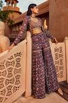 Buy Ridhima Bhasin Purple Georgette Floral Pattern V Neck Print Sharara Set With Cape Online at Aza Fashions Buy_Ridhima Bhasin_Purple Georgette Floral Pattern V Neck Print Sharara Set With Cape _Online_at_Aza_Fashions