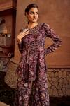 Buy Ridhima Bhasin Purple Raw Silk Floral Pattern Round Print Peplum And Sharara Set Online at Aza Fashions Buy_Ridhima Bhasin_Purple Raw Silk Floral Pattern Round Print Peplum And Sharara Set _Online_at_Aza_Fashions
