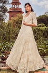 Shop Ridhima Bhasin Ivory Organza Sequin And , Thread, Bugle Embroidered Jacket Lehenga Set at Aza Fashions Shop_Ridhima Bhasin_Ivory Organza Sequin And , Thread, Bugle Embroidered Jacket Lehenga Set _at_Aza_Fashions