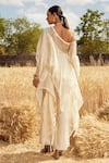 Shop_Ridhima Bhasin_White Organza Asymmetric Draped Tunic And Pant Set  _at_Aza_Fashions