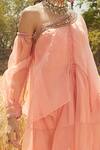 Buy_Ridhima Bhasin_Pink Organza Asymmetric Draped Tunic And Pant Set  _Online_at_Aza_Fashions