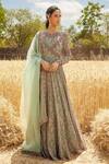 Buy Ridhima Bhasin Green Organza, Georgette Round Floral Print Anarkali With Dupatta at Aza Fashions Buy_Ridhima Bhasin_Green Organza, Georgette Round Floral Print Anarkali With Dupatta _at_Aza_Fashions