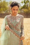 Ridhima Bhasin Green Organza, Georgette Round Floral Print Anarkali With Dupatta Online at Aza Fashions Ridhima Bhasin_Green Organza, Georgette Round Floral Print Anarkali With Dupatta _Online_at_Aza_Fashions