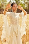 Ridhima Bhasin White Organza, Tulle Round Asymmetric Tunic And Sharara Pant Set Online at Aza Fashions Ridhima Bhasin_White Organza, Tulle Round Asymmetric Tunic And Sharara Pant Set _Online_at_Aza_Fashions