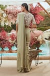 Shop_Ridhima Bhasin_Green Chiffon And Tulle Embroidery Pearl Pre-draped Saree With Blouse  _at_Aza_Fashions