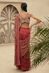 Shop_Ridhima Bhasin_Red Chiffon Embroidered Floral Print Pre-draped Saree With Blouse  _at_Aza_Fashions