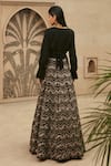 Shop_Ridhima Bhasin_Black Organza Hand Embroidered V Neck Lehenga And Choli Set  _at_Aza_Fashions