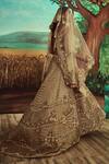 Shop_Angad Singh_Gold Dupatta Net, Lehenga And Blouse Organza Embroidered Trail Bridal Set _at_Aza_Fashions