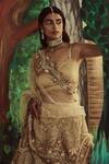 Angad Singh_Gold Dupatta Net, Lehenga And Blouse Organza Embroidered Trail Bridal Set _at_Aza_Fashions