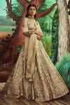 Angad Singh_Gold Net Glass Beads, Gota, Sequins, Metallic Embroidered Bridal Lehenga Set _Online_at_Aza_Fashions