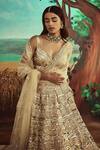 Buy_Angad Singh_Gold Net Glass Beads, Gota, Sequins, Metallic Embroidered Bridal Lehenga Set _Online_at_Aza_Fashions