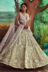 Angad Singh_Purple Net Gota, Sequins, Crystals, Bugle Beads Embroidered Bridal Lehenga Set _Online_at_Aza_Fashions