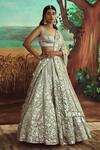 Angad Singh_Silver Lehenga And Blouse Organza Embroidered Metallic Sequin Bridal Set _Online_at_Aza_Fashions