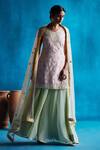 Buy_Angad Singh_Peach Dupatta- Net, Kurta- Raw Silk, Sharara- Organza Mirror, Embroidered Set _at_Aza_Fashions