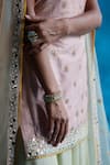 Shop_Angad Singh_Peach Dupatta- Net, Kurta- Raw Silk, Sharara- Organza Mirror, Embroidered Set _Online_at_Aza_Fashions