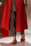 Shop_Neeta Bhargava_Red Handwoven Cotton Silk, Organza And Tissue Embellished Jacket & Pant Set _Online_at_Aza_Fashions