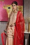 Buy_Neeta Bhargava_Red Tissue And Organza Embroidery Round Embellished Kurta & Sharara Set  _Online_at_Aza_Fashions