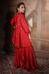 Shop_Neeta Bhargava_Red Handwoven Cotton Silk And Organza Embroidery Kurta & Gharara Set _at_Aza_Fashions