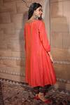Shop_Neeta Bhargava_Orange Chanderi And Tissue Lining Cotton, Handwoven Organza V Neck Kurta Set _at_Aza_Fashions