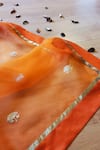 Buy_Neeta Bhargava_Gold Organza Hand Painted Dupatta  _at_Aza_Fashions