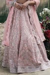 Shop_Rajbinder Chahal_Pink Blouse And Lehenga Dupion Silk Dupatta Net Square Embroidered Bridal Set _Online_at_Aza_Fashions