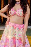 Rajbinder Chahal_Pink Blouse And Lehenga Dupion Silk Dupatta Net V Neck Embroidered Bridal Set _at_Aza_Fashions