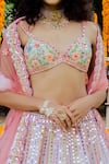 Rajbinder Chahal_Purple Blouse And Lehenga Dupion Silk Dupatta Net Embroidery V Neck Bridal Set _at_Aza_Fashions