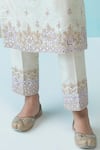 Angad Singh_White Raw Silk Lining Cotton Embroidery Leaf Neck Kurta Set _at_Aza_Fashions