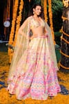 Buy_Rajbinder Chahal_Green Blouse And Lehenga Dupion Silk Dupatta Net Bridal Set _at_Aza_Fashions