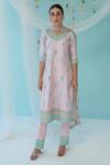 Buy_Angad Singh_Pink Raw Silk Lining Cotton Embroidery V Neck Kurta Set _at_Aza_Fashions