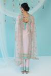 Shop_Angad Singh_Pink Raw Silk Lining Cotton Embroidery V Neck Kurta Set _at_Aza_Fashions
