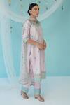 Angad Singh_Pink Raw Silk Lining Cotton Embroidery V Neck Kurta Set _Online_at_Aza_Fashions