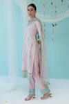 Buy_Angad Singh_Pink Raw Silk Lining Cotton Embroidery V Neck Kurta Set _Online_at_Aza_Fashions