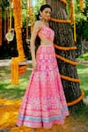 Rajbinder Chahal_Pink Dupion Silk Square Neck Embroidered Cutout Jumpsuit _Online_at_Aza_Fashions