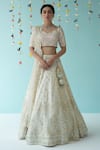 Buy_Angad Singh_White Raw Silk Dupatta Net Lining Cotton Crepe Embroidery Bridal Lehenga Set _at_Aza_Fashions