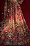 Angad Singh_Gold Lehenga And Blouse Organza Dupatta Net Embroidery Leaf Neck Bridal Set _at_Aza_Fashions