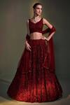 Buy_Angad Singh_Maroon Lehenga And Blouse Organza Dupatta Net Embroidery Sequin Bridal Set _at_Aza_Fashions