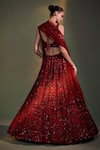 Shop_Angad Singh_Maroon Lehenga And Blouse Organza Dupatta Net Embroidery Sequin Bridal Set _at_Aza_Fashions