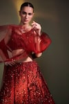 Angad Singh_Maroon Lehenga And Blouse Organza Dupatta Net Embroidery Sequin Bridal Set _Online_at_Aza_Fashions