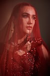 Buy_Angad Singh_Maroon Lehenga And Blouse Organza Dupatta Net Embroidery Sequin Bridal Set _Online_at_Aza_Fashions