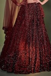 Shop_Angad Singh_Maroon Lehenga And Blouse Organza Dupatta Net Embroidery Sequin Bridal Set _Online_at_Aza_Fashions