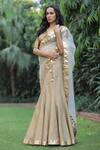 Buy_Rina Dhaka_Gold Pre-draped Saree With Blouse_at_Aza_Fashions