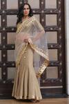 Rina Dhaka_Gold Pre-draped Saree With Blouse_Online_at_Aza_Fashions