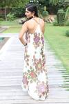 Shop_Rina Dhaka_White Floral Printed Dress_at_Aza_Fashions