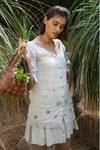 Buy_Rina Dhaka_White Linen Embroidered Top_at_Aza_Fashions