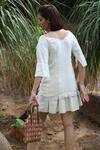 Shop_Rina Dhaka_White Linen Embroidered Top_at_Aza_Fashions
